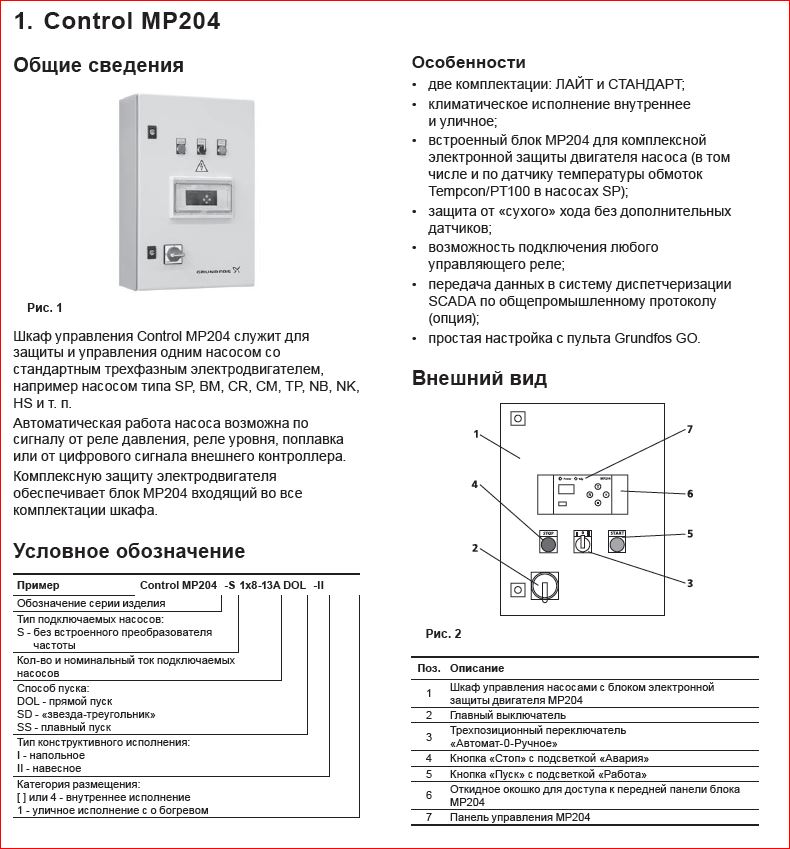 Инструкция шкаф управления насосами grundfos