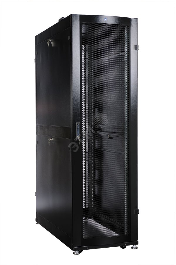 Шкаф серверный ПРОФ напольный 42U (600х1000) дверь перфорированная 2 шт черный в сборе ШТК-СП-42.6.10-44АА-9005 ЦМО