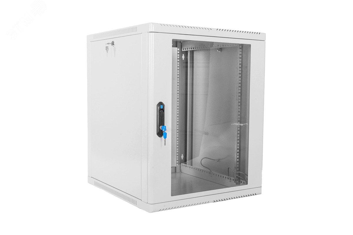 Изображение товара Настенный телекоммуникационный шкаф 12U с стеклянной дверью и безопасным дизайном