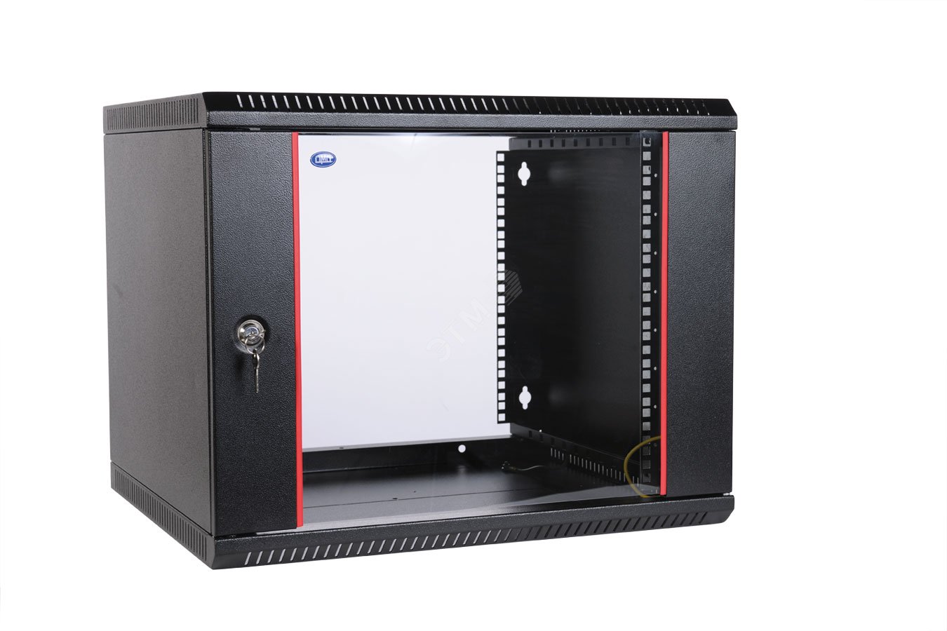 Шкаф телекоммуникационный настенный разборный 9U (600х520) дверь стекло черный ШРН-Э-9.500-9005 ЦМО