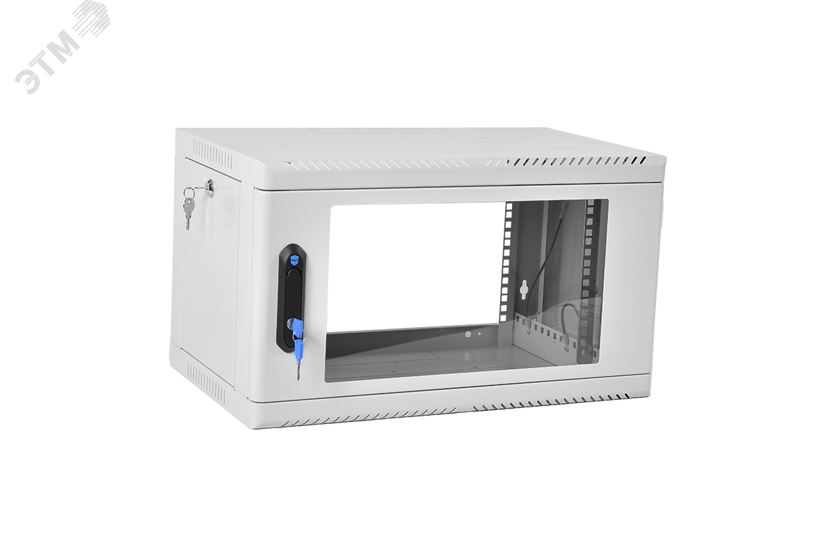 Изображение товара Настенный телекоммуникационный шкаф 19 серии ШРН 6U (600x350) со съемными стенками и стеклянной две