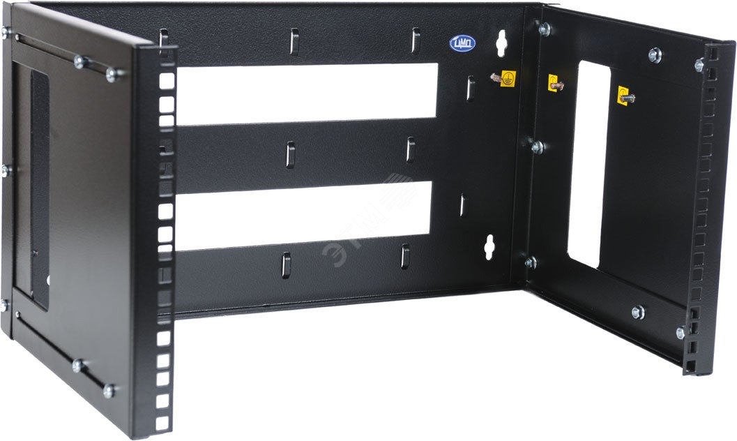 Изображение товара Настенный телекоммуникационный кронштейн 19  3U регулируемая глубина 300-450 мм черный