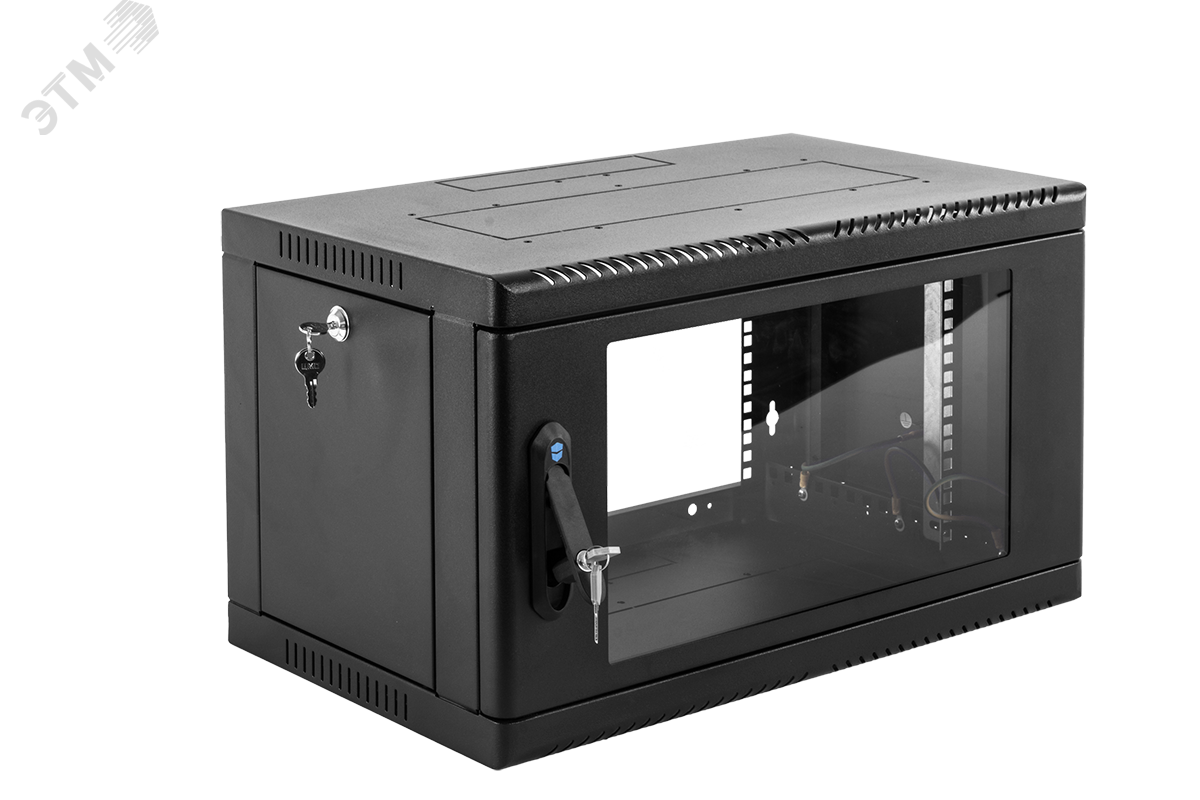 Изображение товара Шкаф телекоммуникационный настенный сварной 6U (600 х 350) съёмные стенки, дверь стекло, чёрный (шт)