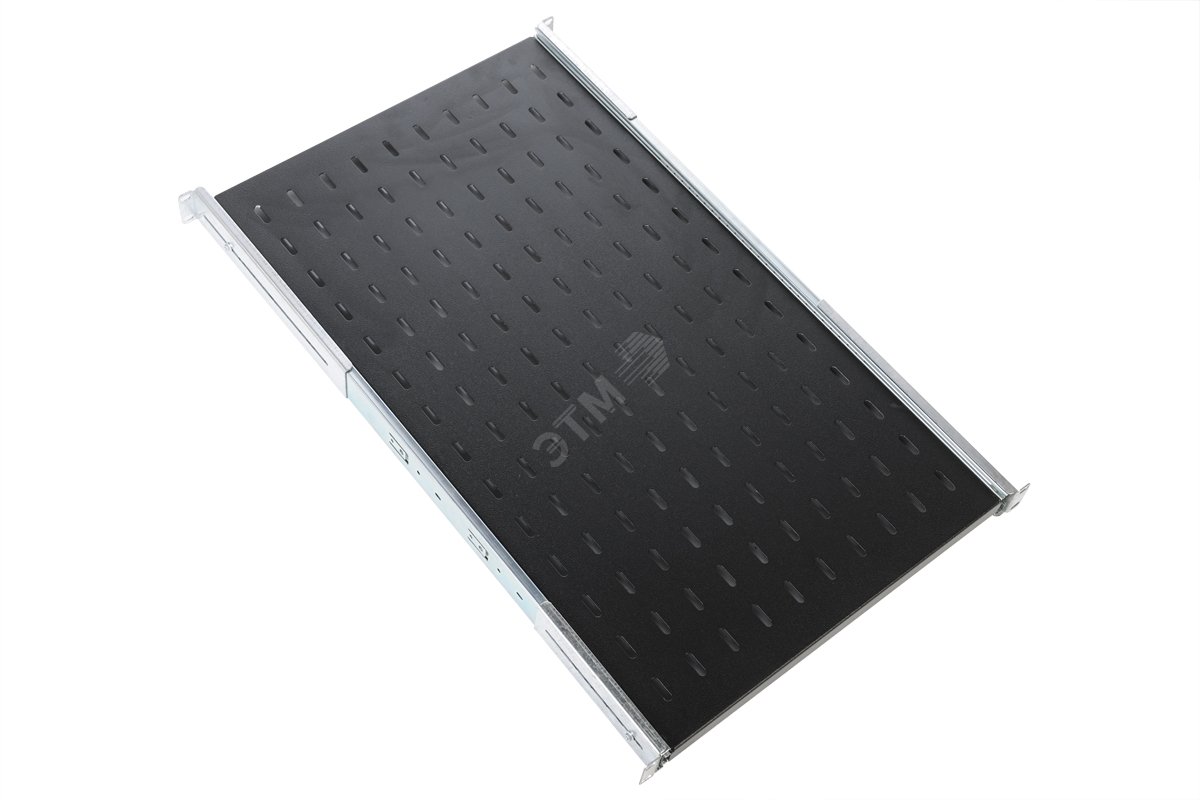 Изображение товара Полка перфорированная выдвижная 620 мм черная с телескопическими направляющими