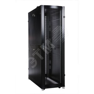 Шкаф серверный ПРОФ напольный 42U (600х1200) дверь перфорированная задние двойные перфорированные черный в сборе ШТК-СП-42.6.12-48АА-9005 ЦМО