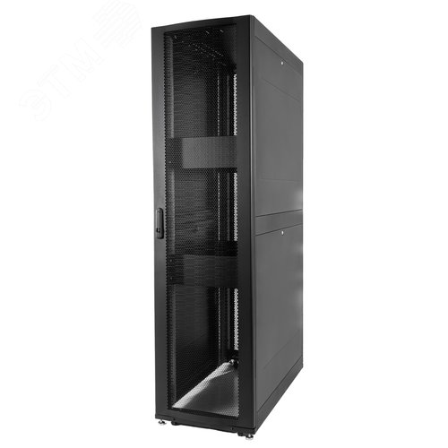 Изображение товара Шкаф серверный ПРОФ напольный 42U (600х1000) дверь перфорированная задние двойные перфорированные черный в сборе (шт)