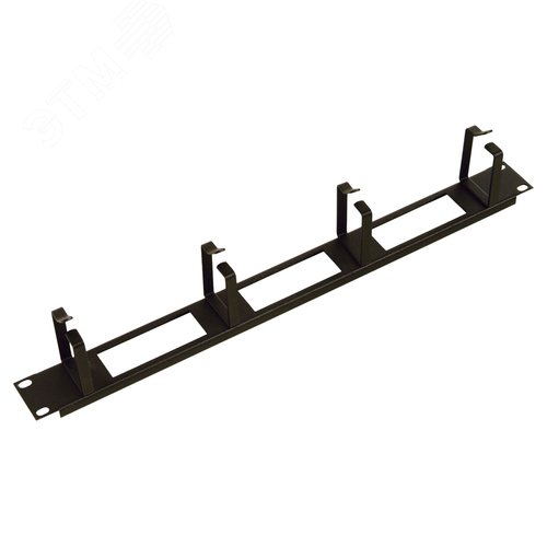 Изображение товара Органайзер кабельный горизонтальный с окнами 19' 1U 4 кольца черный (шт)