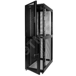 Шкаф серверный ПРОФ напольный колокейшн 46U (600х1200) 2 секции дверь перфорированная 2 шт черный в сборе ШТК-СП-К-2-46.6.12-44АА-9005