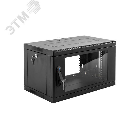 Изображение товара Шкаф телекоммуникационный настенный сварной 6U (600 х 350) съёмные стенки, дверь стекло, чёрный (шт)