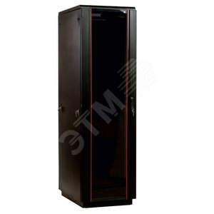 Шкаф телекоммуникационный напольный 42U (800х1000) дверь стекло черный