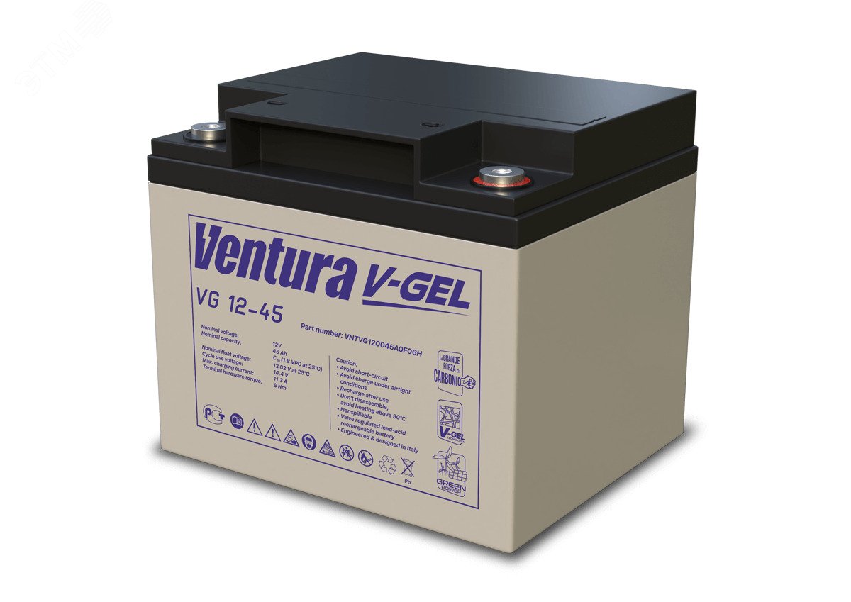 Изображение товара Аккумулятор VG 12В 45Ач серия V-Gel необслуживаемый гелевый аккумулятор