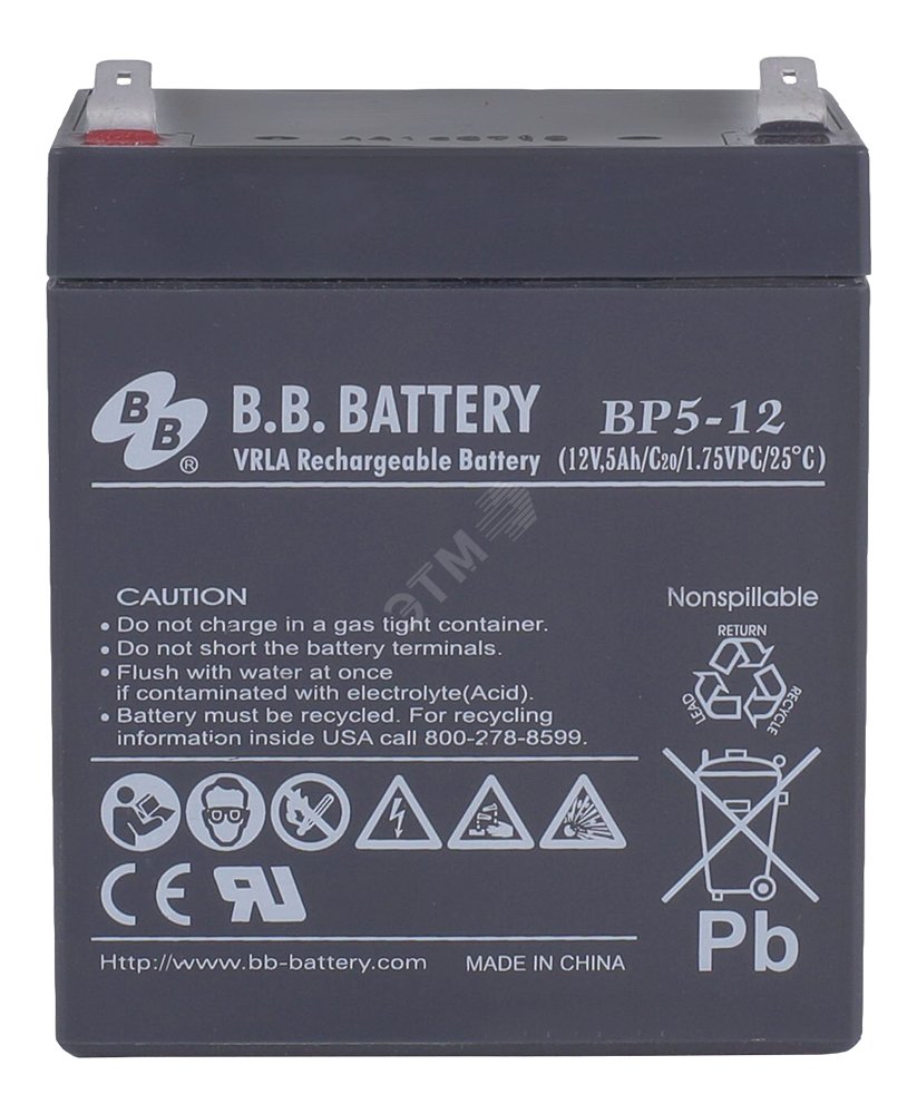 Аккумулятор 12В 5Ач BP 5-12 B.B.Battery