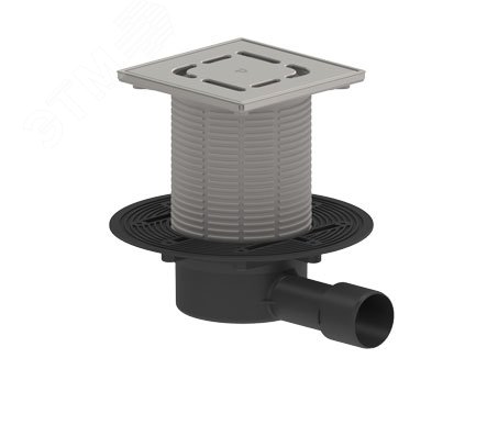 Изображение товара Горизонтальный регулируемый трап ТП-510-3000 с гидрозатвором и нержавеющей рамкой 50х40 мм