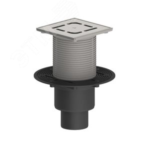 Изображение товара Трап вертикальный регулируемый ТП-310-3000 для внутренней канализации 110,75,50 мм, с рамкой и решеткой из нержавеющей стали 15х15 см и гидрозатвором (шт)