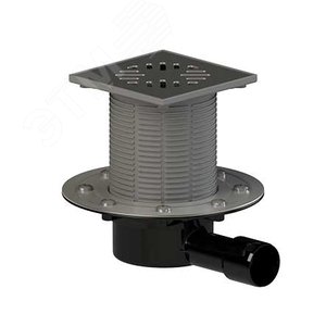 Изображение товара Трап горизонтальный регулируемый c прижимным фланцем ТП-510.1 для внутренней канализации 50 мм, с решеткой из нержавеющей стали 15х15 см и гидрозатвором (шт)