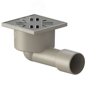 Изображение товара Трап горизонтальный ТП-101.50 для внутренней канализации 50 мм, с решеткой из нержавеющей стали 10х10 см и сухим затвором (шт)