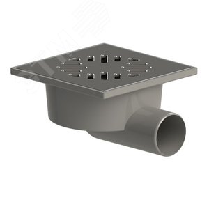 Изображение товара Трап горизонтальный ТП-103.50 для внутренней канализации 50 мм, с решеткой из нержавеющей стали 15х15 см и сухим затвором (шт)