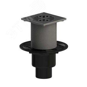 Изображение товара Трап вертикальный регулируемый ТП-310Р для внутренней канализации 110 мм, с чугунной решёткой 15х15 см и гидрозатвором (шт)