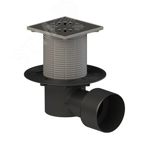 Изображение товара Трап горизонтальный регулируемый ТП-5100 для внутренней канализации 110,75 мм, с решеткой из нержавеющей стали 15х15 см и гидрозатвором (шт)