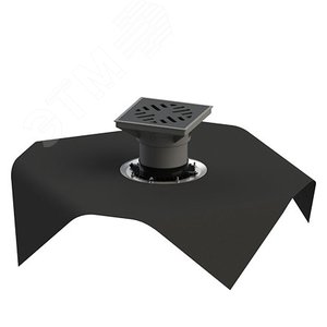 Изображение товара трап вертикальный дворовый регулируемый тп-616.110в с выходным диаметром 110 мм, с прижимным фланцем, чугунной решеткой, с битумно-полимерной прокладкой (шт)