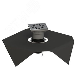 Изображение товара трап вертикальный дворовый регулируемый тп-616.110в-э с выходным диаметром 110 мм, с прижимным фланцем, чугунной решеткой, с битумно-полимерной прокладкой и обогревом (шт)