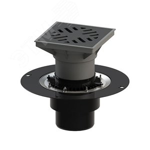 Изображение товара Трап вертикальный дворовый регулируемый ТП-616.160 с выходным диаметром 160 мм, с прижимным фланцем, чугунной решеткой (шт)