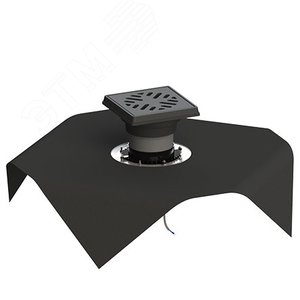 Изображение товара трап вертикальный дворовый регулируемый тп-616.1.160в-э с выходным диаметром 160 мм, с прижимным фланцем, чугунной решеткой и подрамником, с битумно-полимерной прокладкой и обогревом (шт)