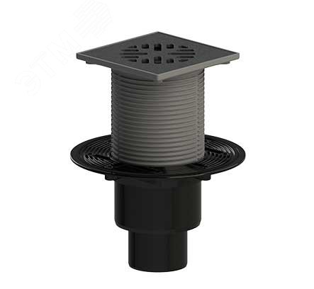 Изображение товара Трап вертикальный регулируемый ТП-310Р для внутренней канализации 110 мм, с чугунной решёткой 15х15 см и гидрозатвором (шт)