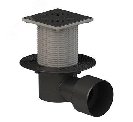 Изображение товара Трап горизонтальный регулируемый ТП-5100Р для внутренней канализации 110,75 мм, с чугунной решеткой 15х15 см и гидрозатвором (шт)