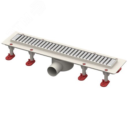 Изображение товара Линейный трап с сухим затвором и горизонтальным выходом ТП-55D-600, нержавеющая сталь