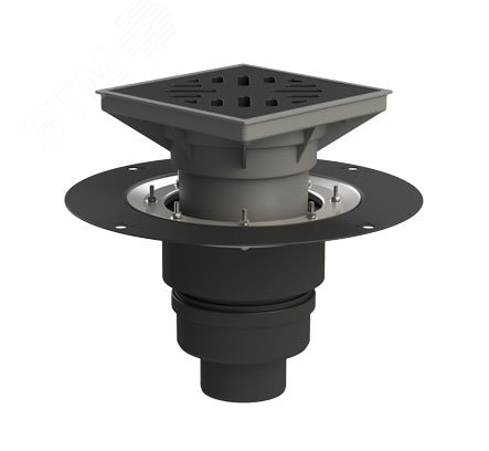 Изображение товара Трап дворовый вертикальный регулируемый ТП-616.110 с фланцем и чугунной решеткой