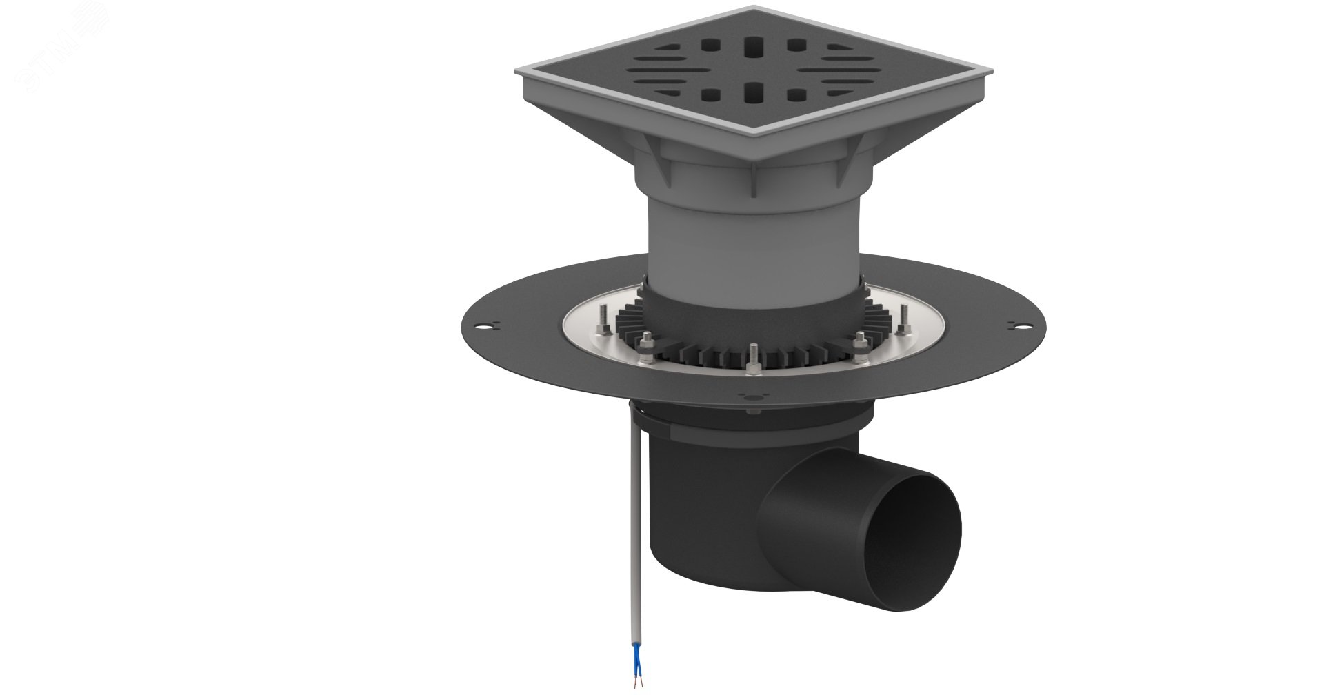 Изображение товара Горизонтальный регулируемый трап ТП-615H-Э с электрообогревом и канализационной решеткой