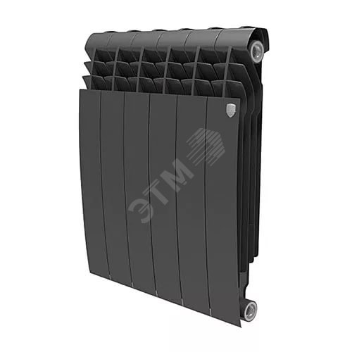 Радиатор биметаллический секционный 500/87/12 боковое подключение цвет Noir Sable RTBNS50012 Royal Thermo