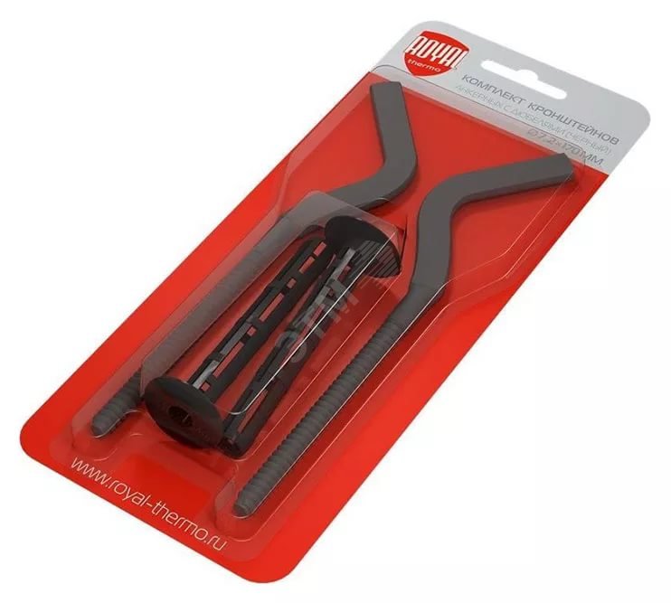 Изображение товара Комплект плоских кронштейнов Royal Thermo 7.2х170 мм черный для радиаторов