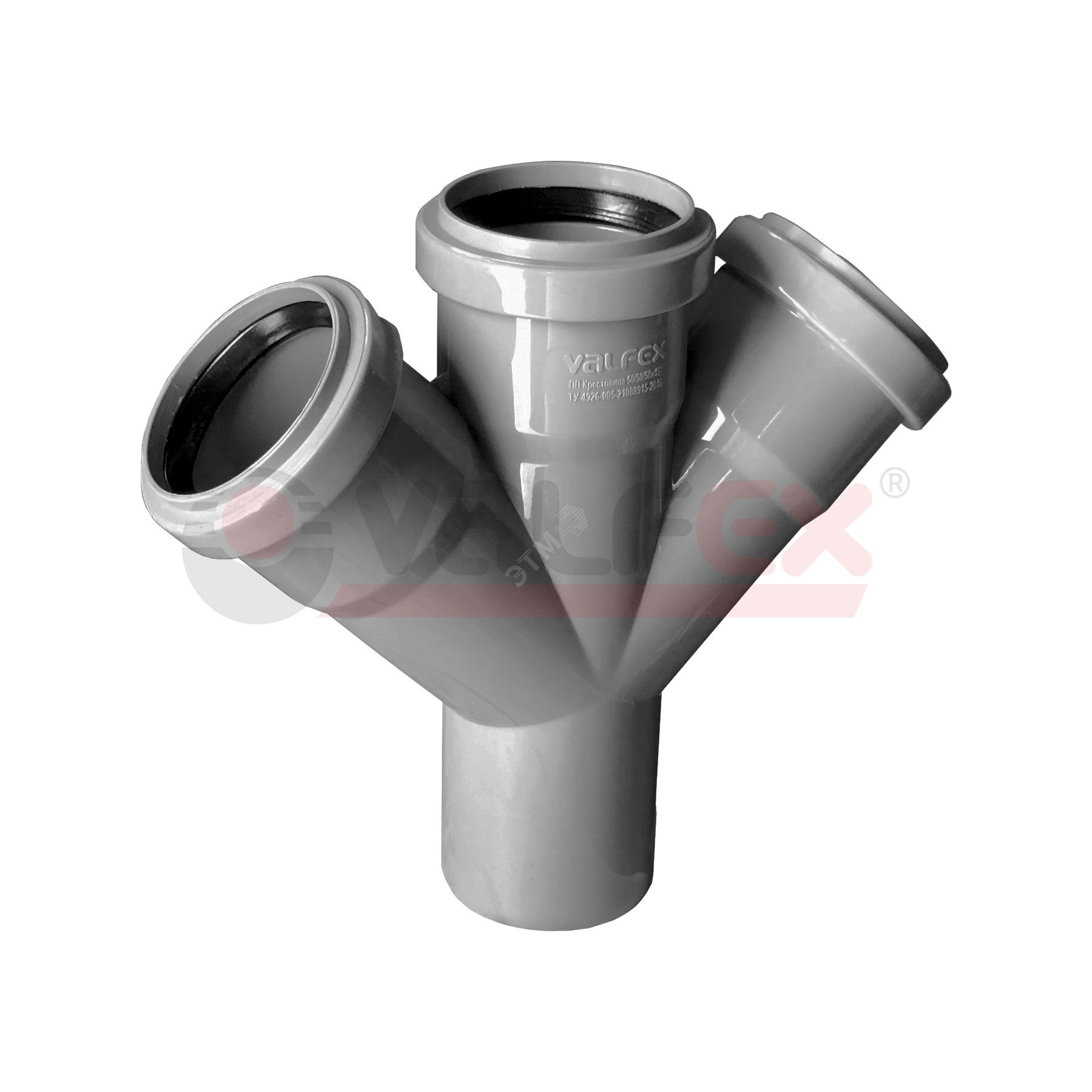Изображение товара Крестовина 50 45 градусов для канализации из полипропилена, Valfex