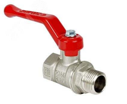 Изображение товара Кран шаровой N/P59 для воды 1/2 ВН латунь никельхром ручка-рычаг Россия