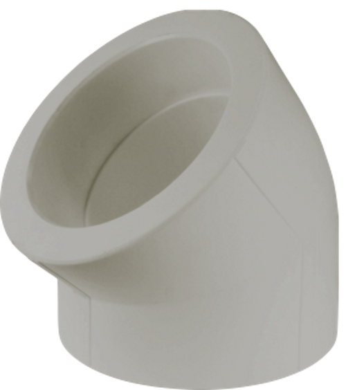 Угольник 40 мм 45 град., полипропиленовый PPR, серый