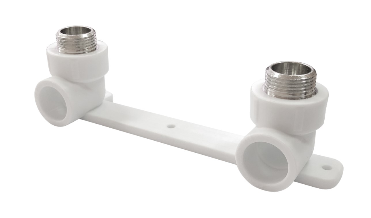 Планка монтажная 25x1/2' НР для смесителя, с водорозетками, полипропиленовая PPR белая