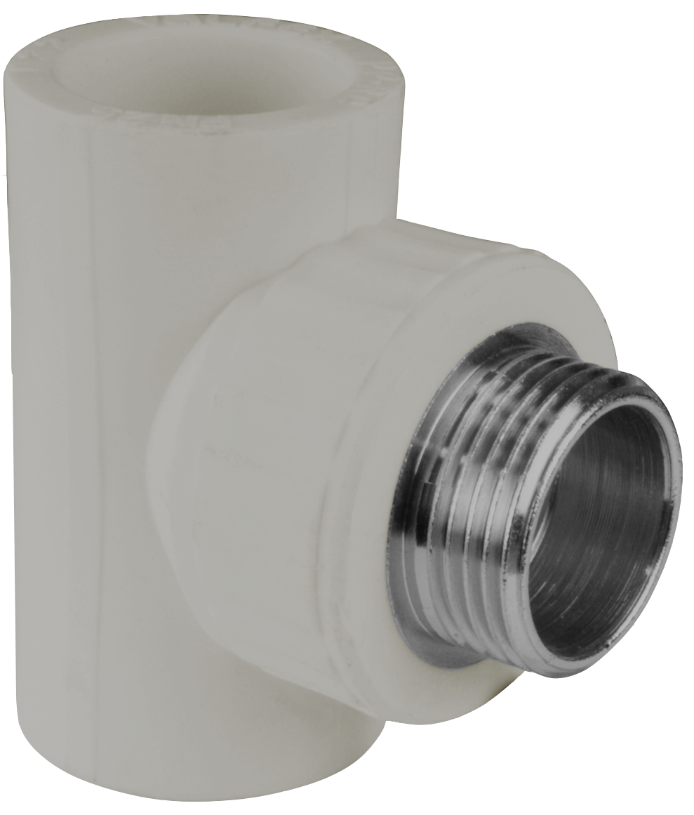 Тройник комбинированный 20x1/2' НР полипропиленовый PPR серый