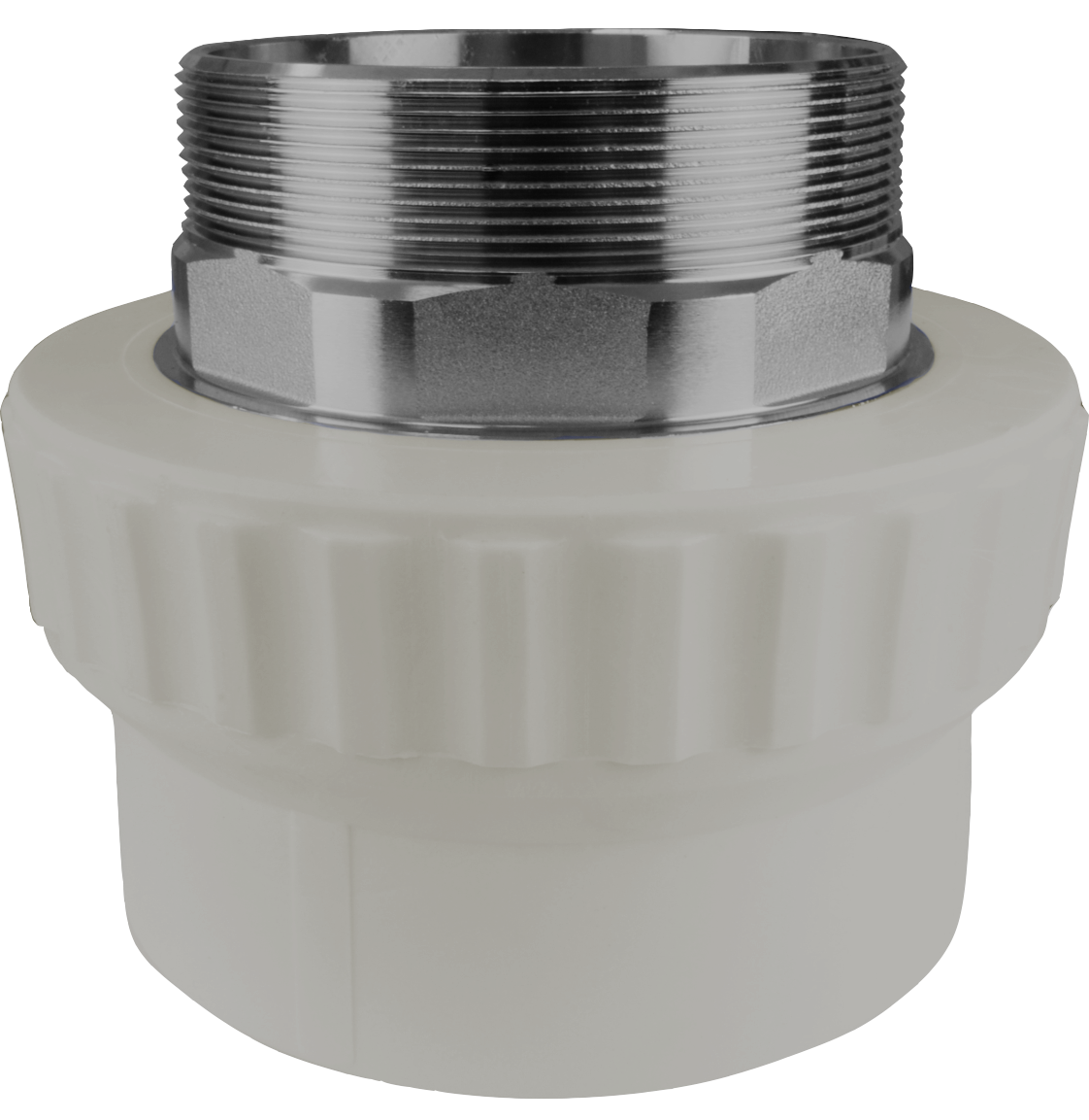 Муфта комбинированная 50x1 1/2' НР под ключ, полипропиленовая PPR серая