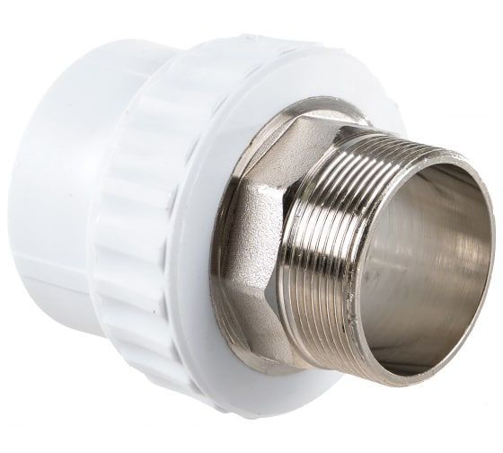 Муфта комбинированная 32x1 1/4' НР под ключ, полипропиленовая PPR белая
