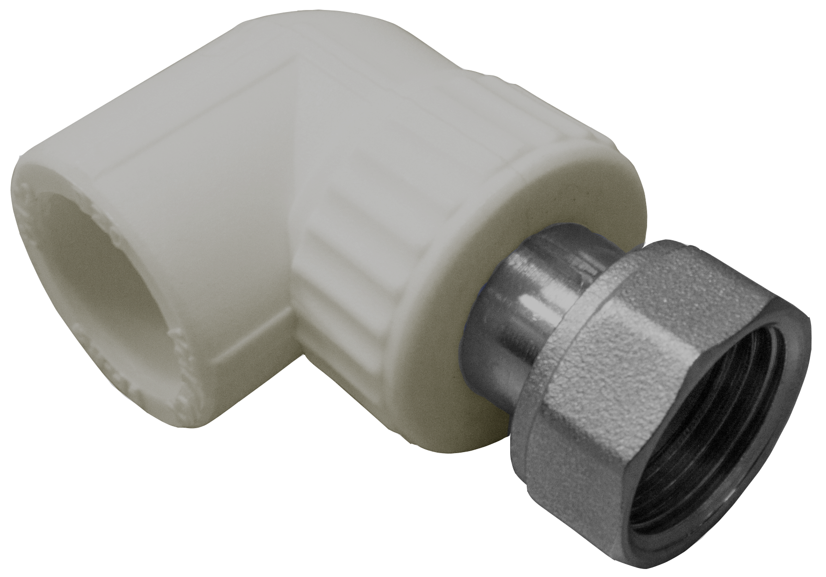 Угольник комбинированный 20x1/2' ВР с накидной гайкой, переходной, полипропиленовый PPR, белый