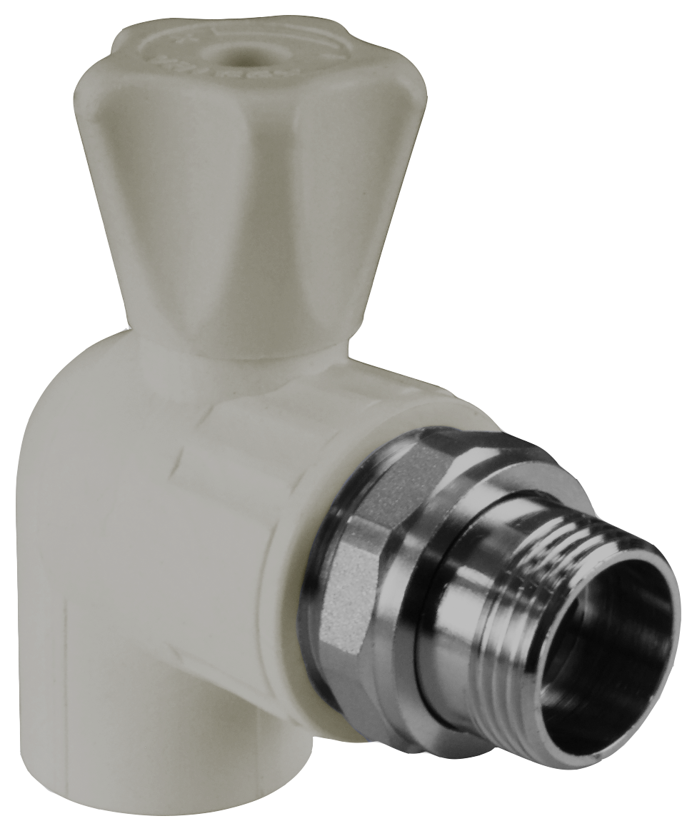Кран шаровой для радиатора угловой 25х1/2 (40/10) серый