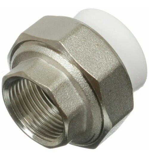 Муфта разъемная 40x1 1/2' ВР комбинированная, полипропиленовая PPR американка, белая