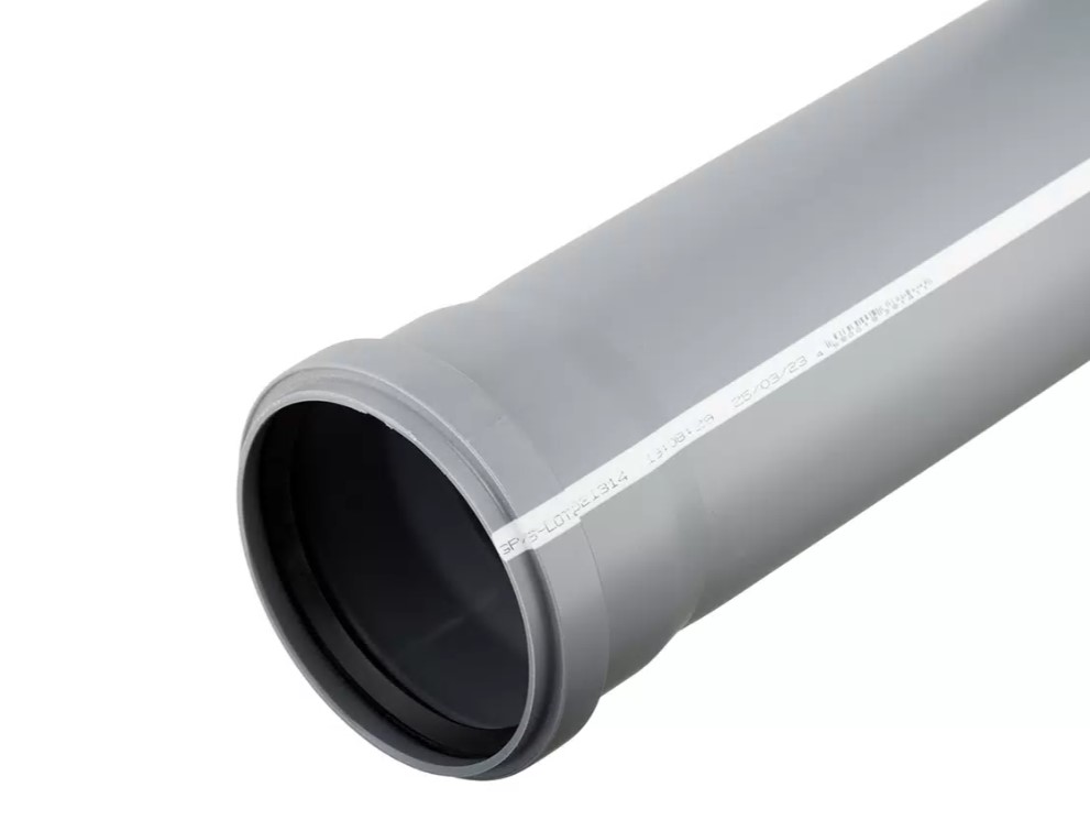 Труба канализационная 75x250 мм, толщина 1.9, PP однораструбная, серая