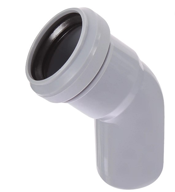 Отвод 40 45 град, для внутренней канализации, серый