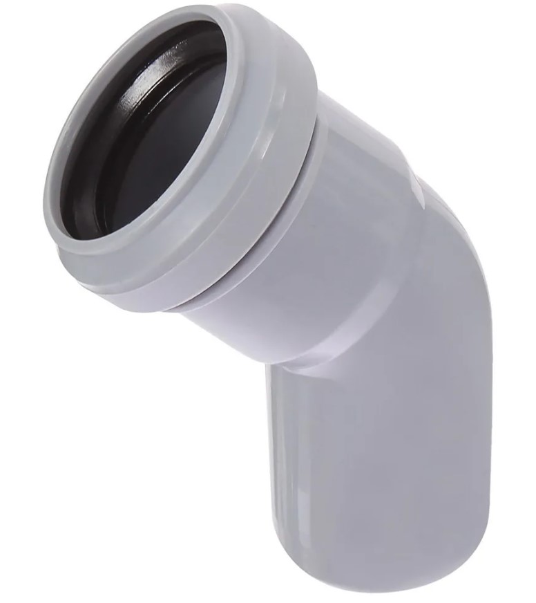 Отвод 50 45 град, для внутренней канализации, серый