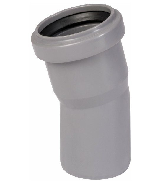 Отвод 50 15 град, для внутренней канализации, серый