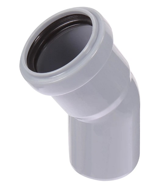 Отвод 50 30 град, для внутренней канализации, серый