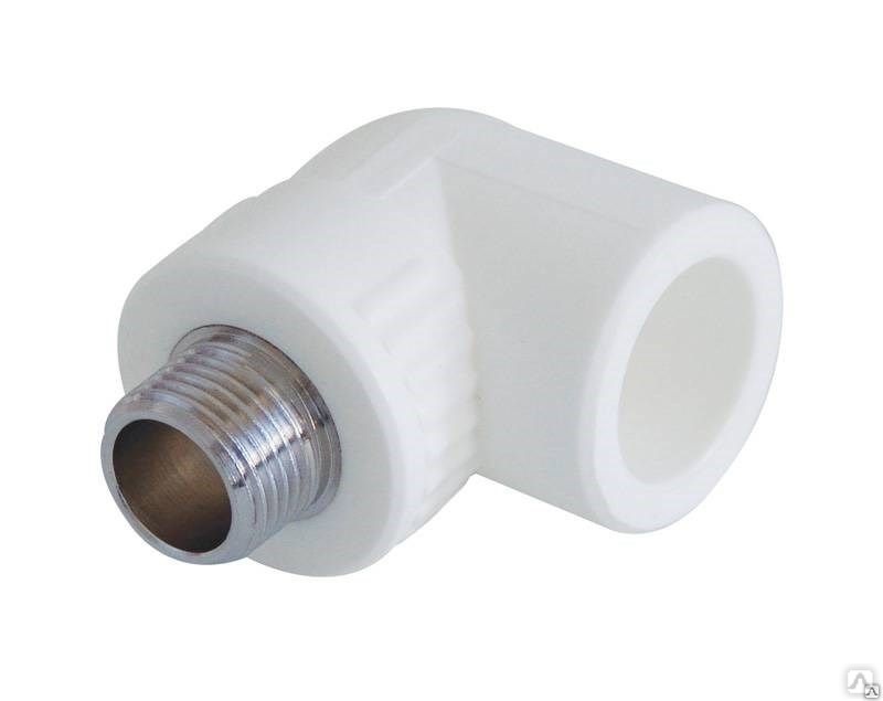 Угольник комбинированный 20x1/2' НР переходной, полипропиленовый PPR, белый